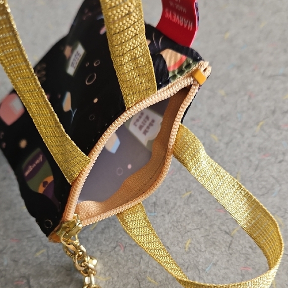 Chic Black Mini Tote with Gold Handles Coin Purse - Picture 8 of 15